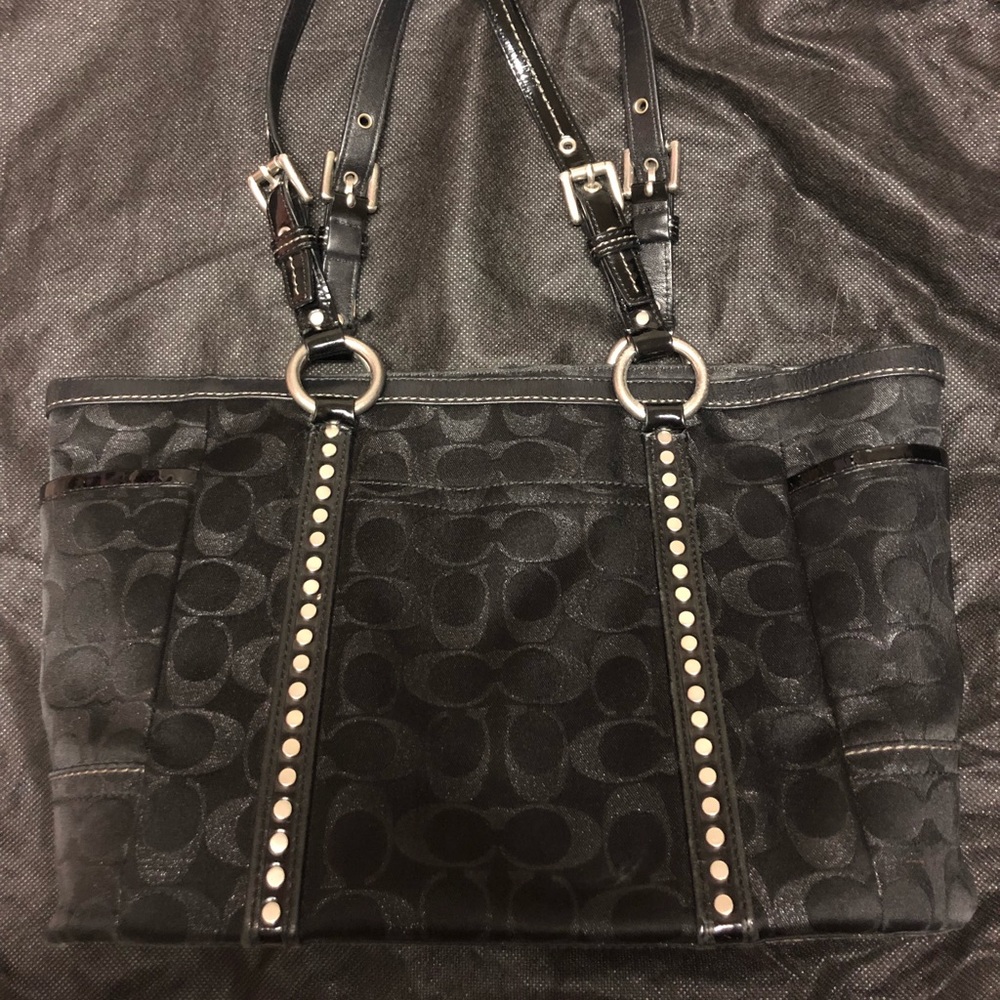AUTHENTIC Coach Black Logo Tote Handbag GOOD